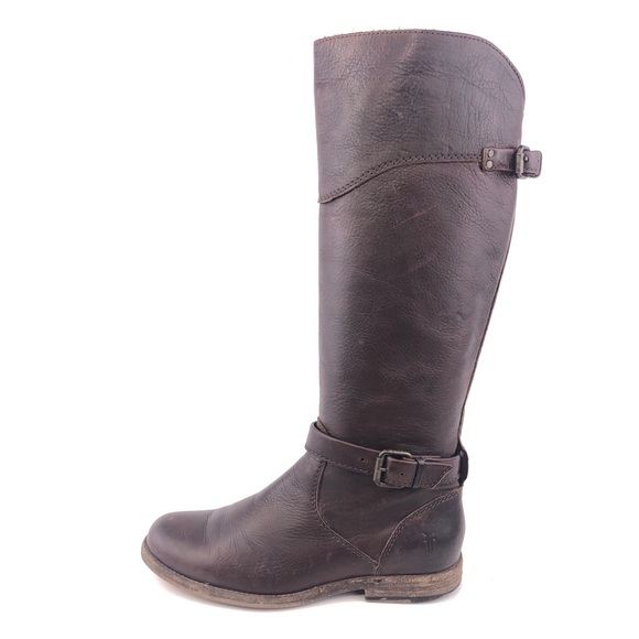 Frye Phillip Brown Leather Tall Riding Boots 7.5B - Picture 1 of 15